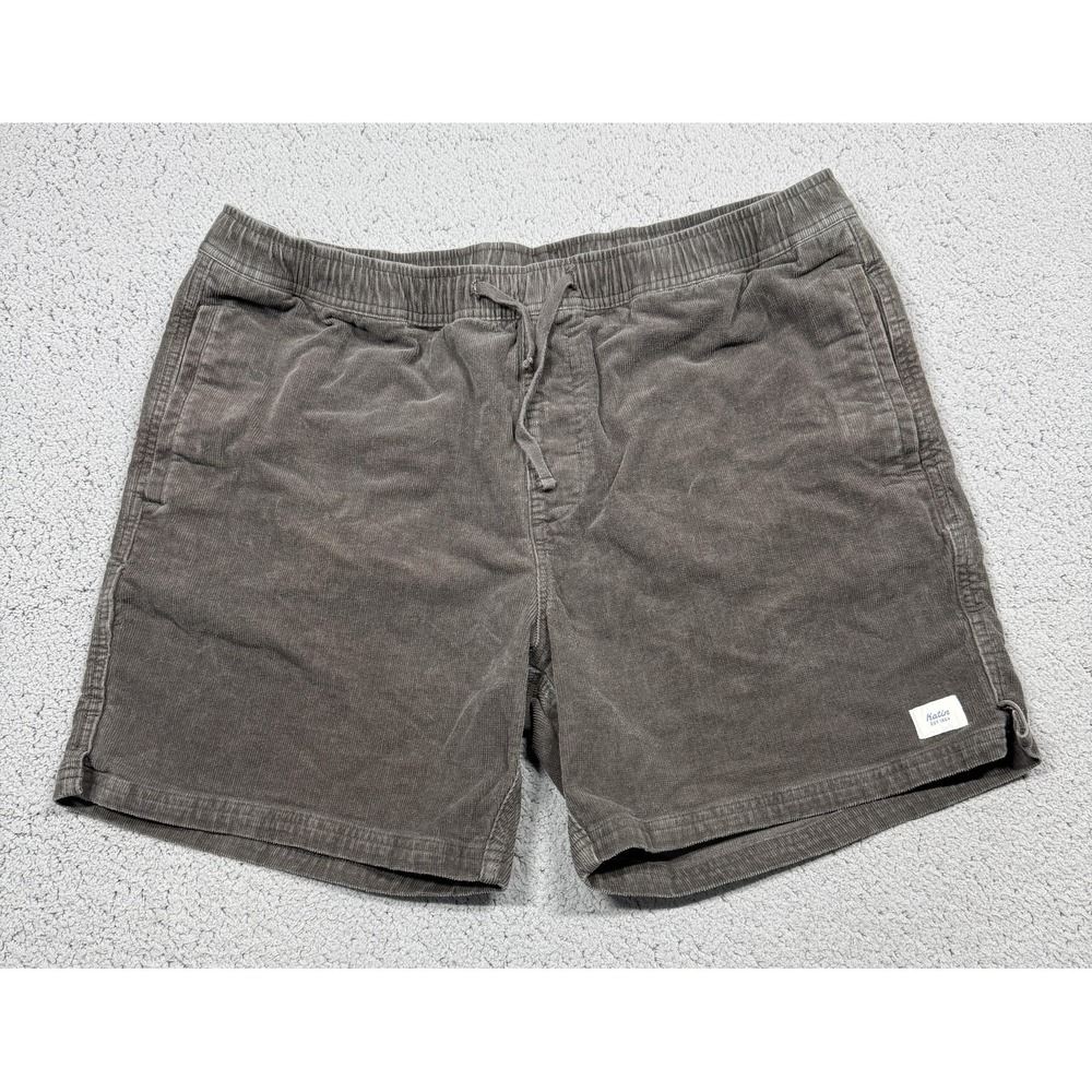 Katin Shorts Mens XL 38 Brown Corduroy Chino Drawstring Elastic Waist 6 Inseam